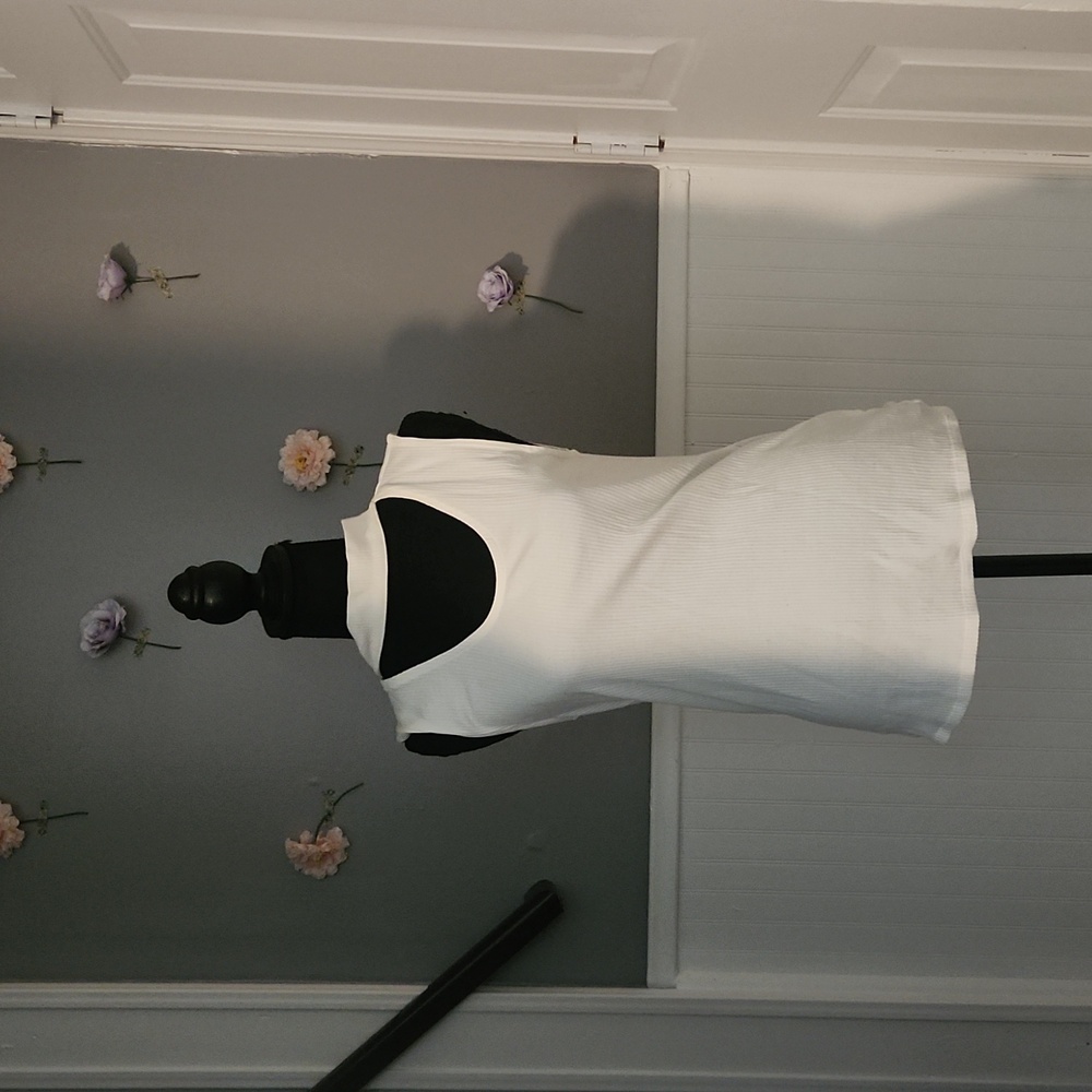Large Maurice's White Ribbed Collared Tank Top